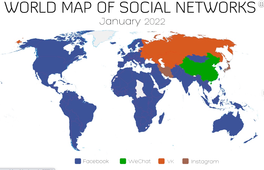 La mappa dei social media nel mondo 2022
